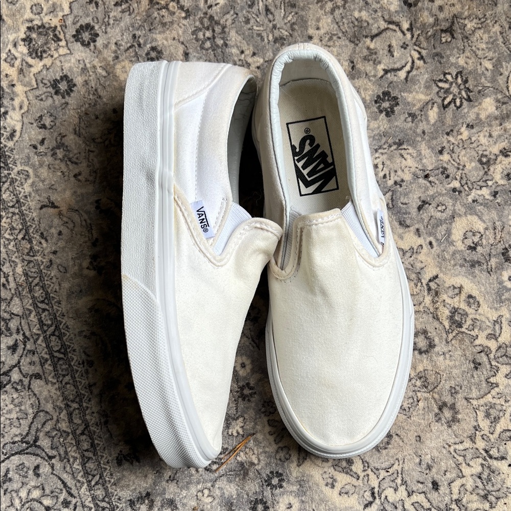 Vans White Slip-On Canvas Sneakers - Picture 3 of 4